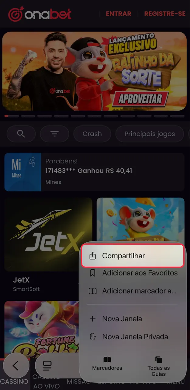 Tenha acesso rápido ao Onabet no seu dispositivo.