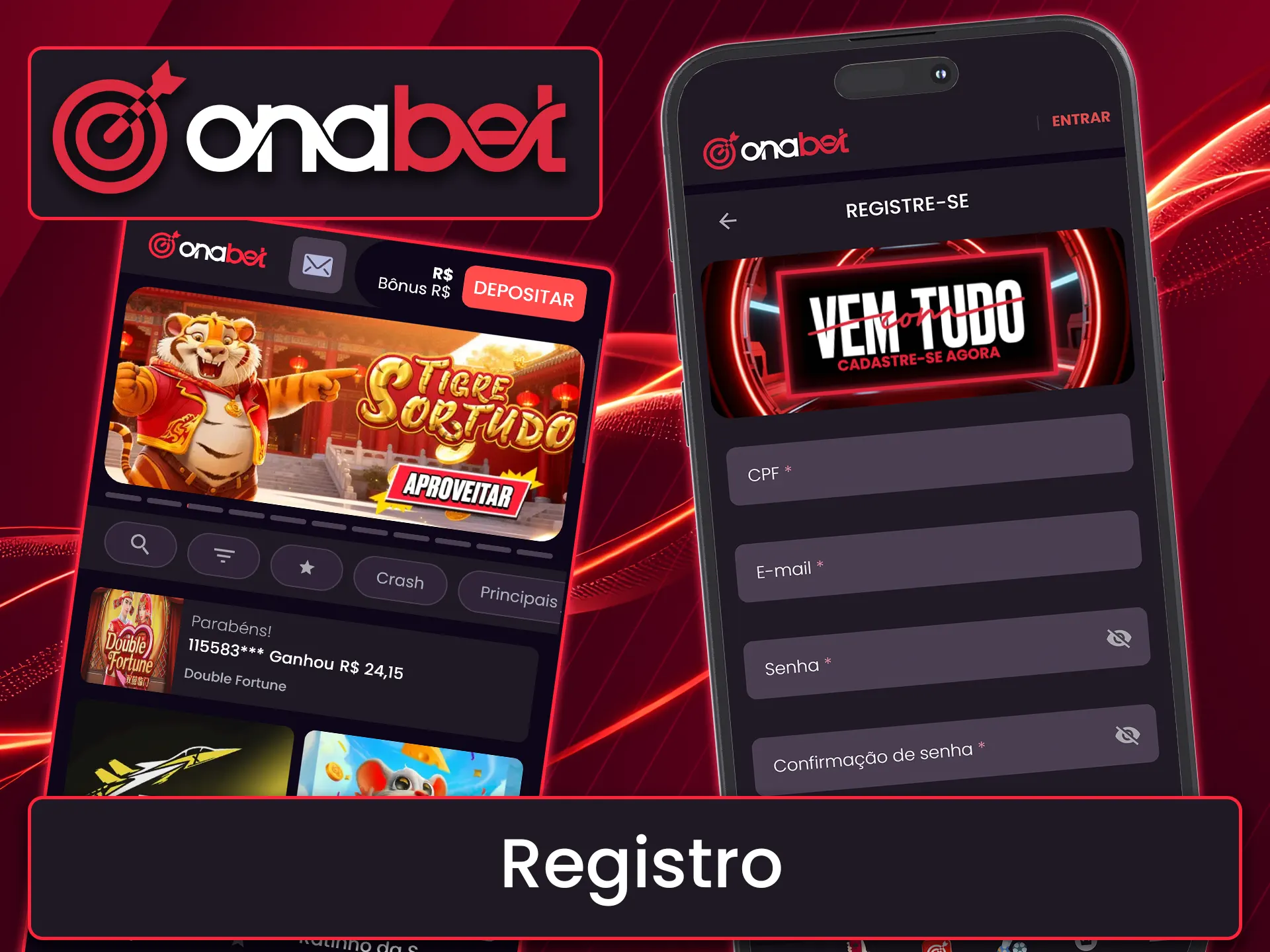 Conclua o cadastro no aplicativo Onabet.