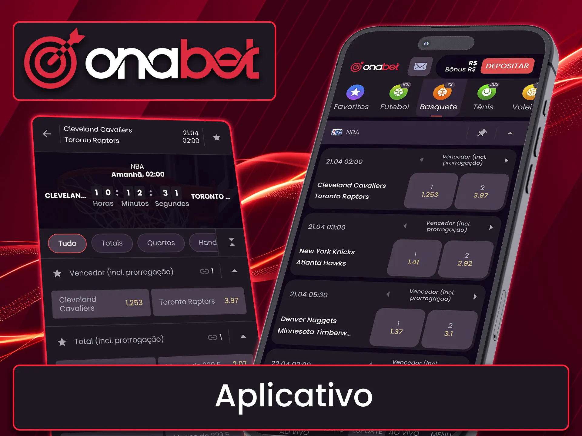 Faça suas apostas no basquete de forma prática diretamente pelo aplicativo móvel da Onabet.