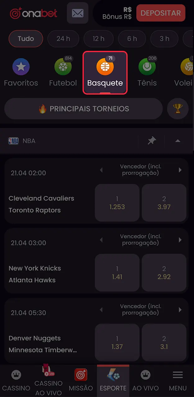 Dê uma olhada no catálogo de esportes e encontre o jogo de basquete que você procura na Onabet.