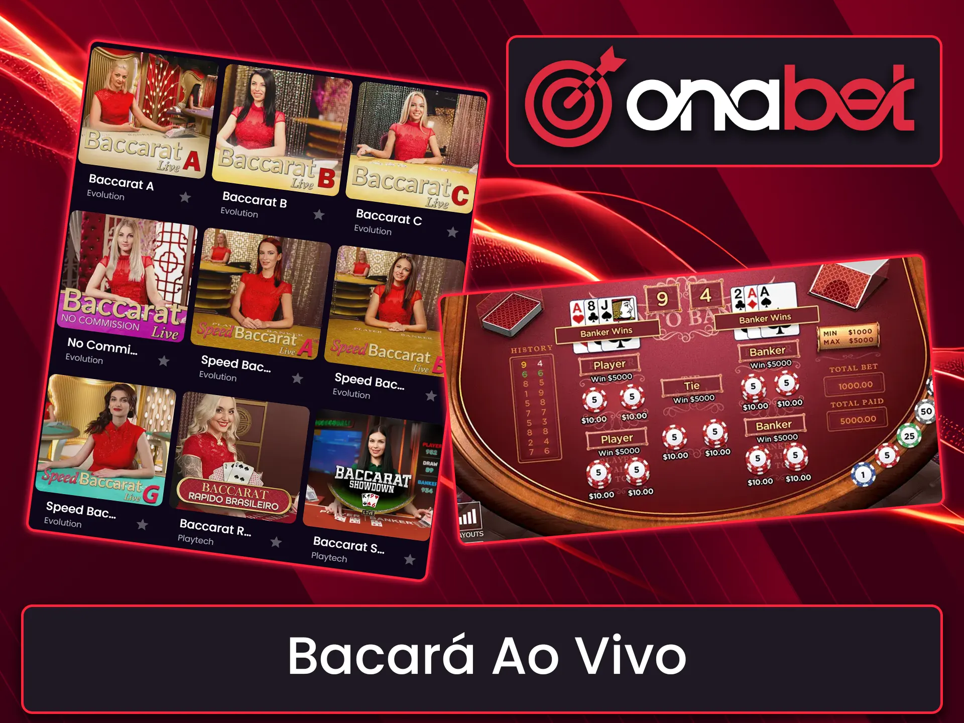 Recarregue sua conta para jogar bacará na Onabet.