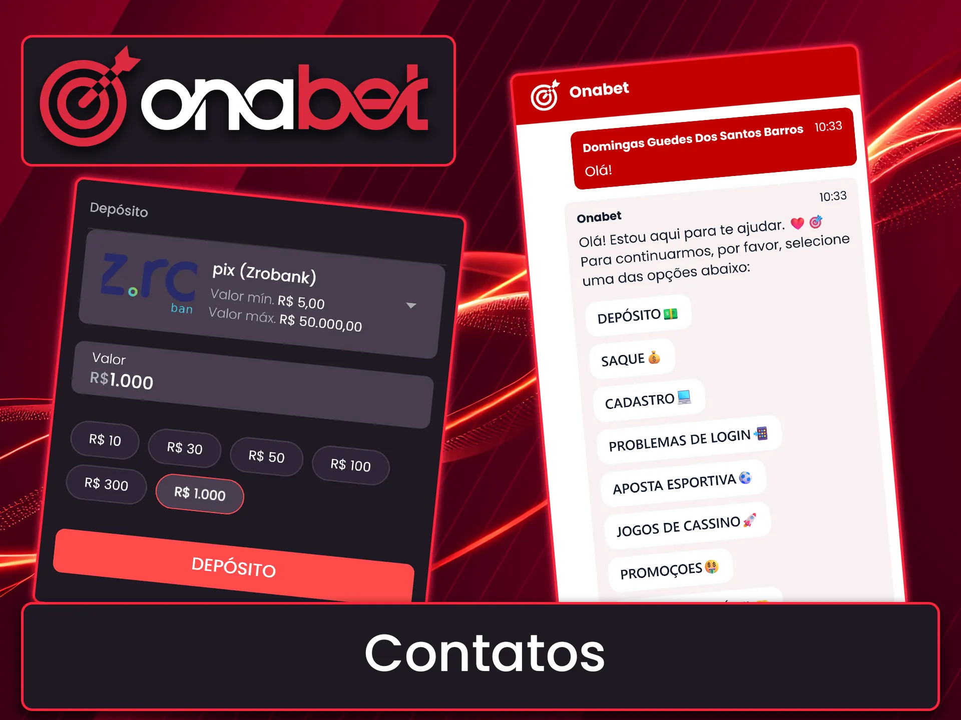 Use o chat de suporte para tirar dúvidas sobre transações na Onabet.