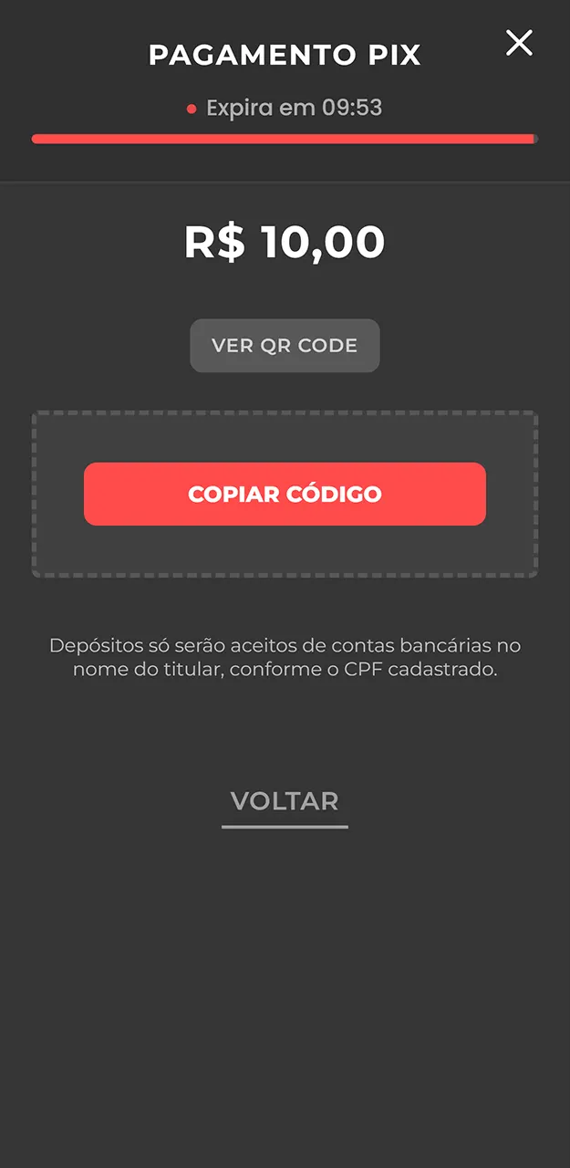 Conclua a operação financeira para liberar seus créditos na Onabet.