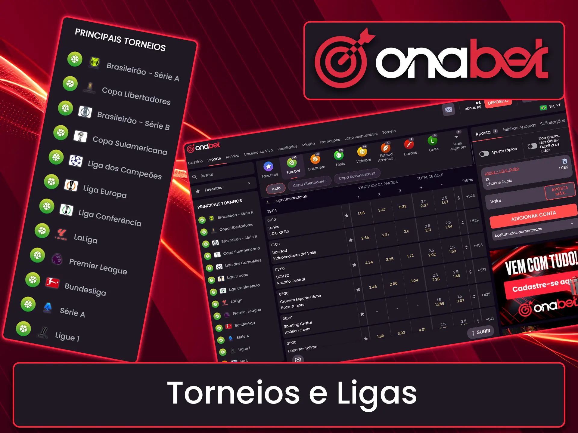 Confira as principais competições de futebol brasileiro para apostar na Onabet.