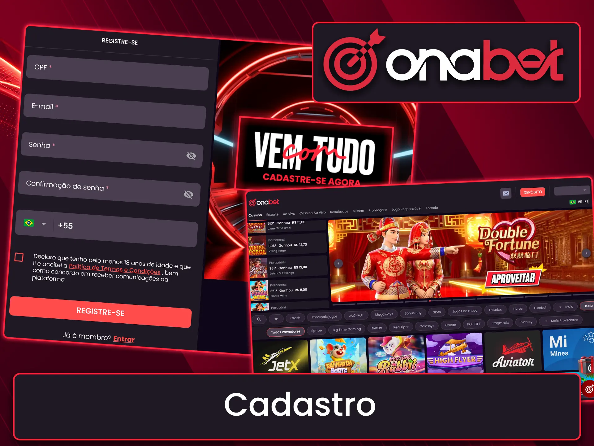 Siga o passo a passo para criar seu novo cadastro de jogador na Onabet.