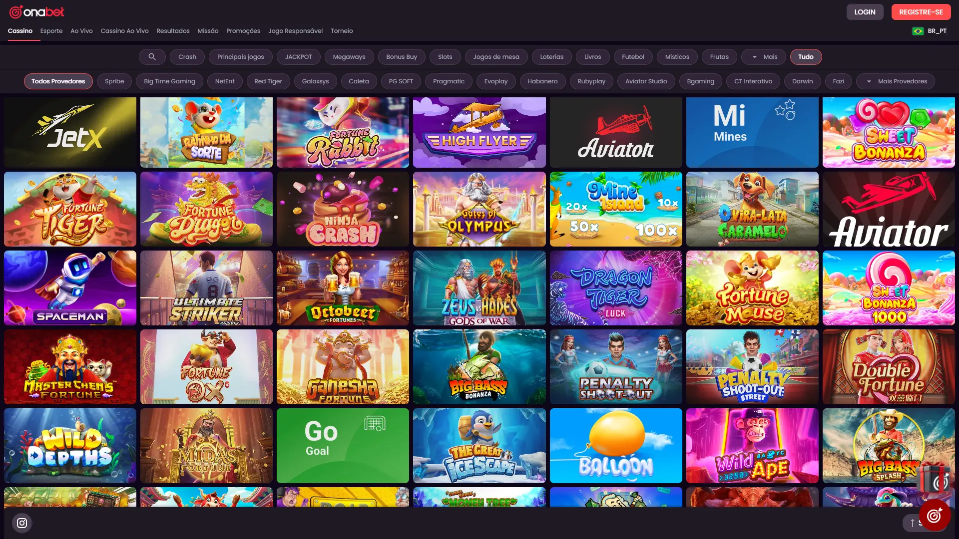 Jogue os jogos mais populares no cassino Onabet.