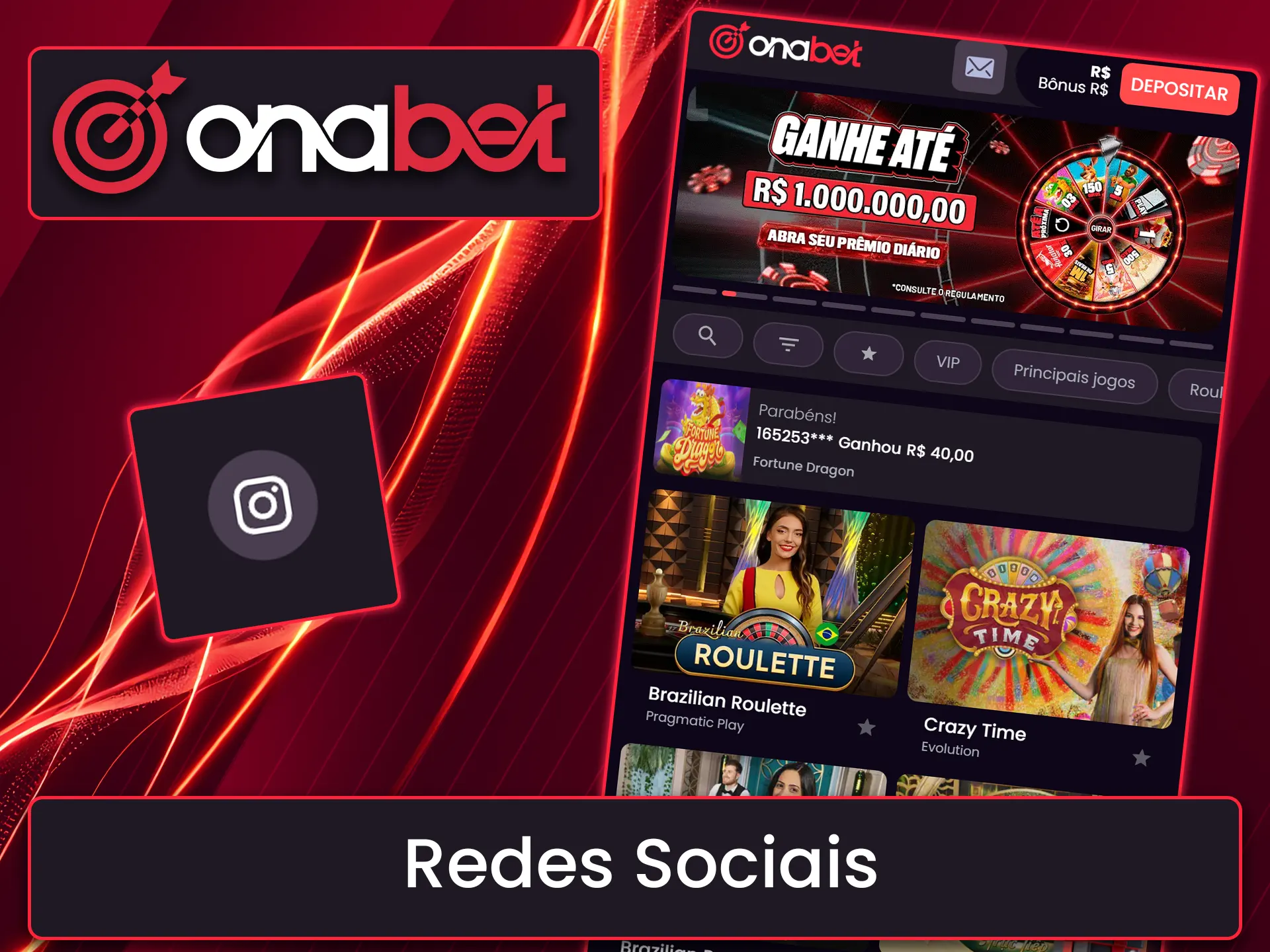 Use as redes sociais para se comunicar com a equipe da Onabet.