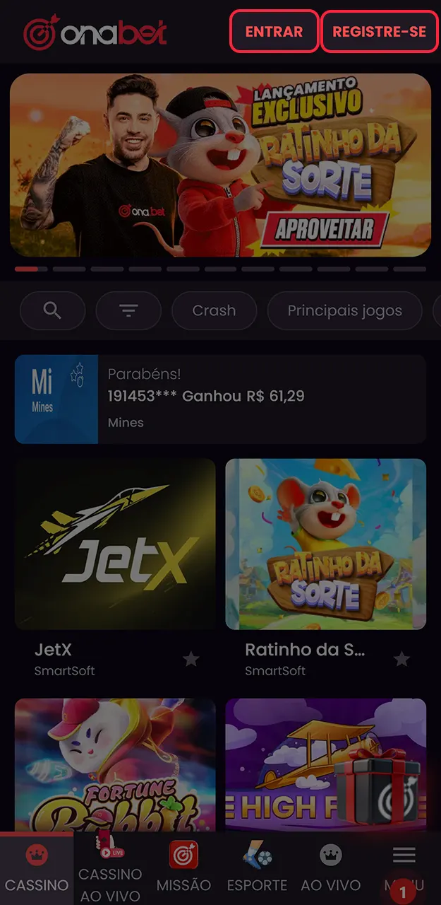 Faça login ou crie uma nova conta para começar a apostar no tênis na Onabet.