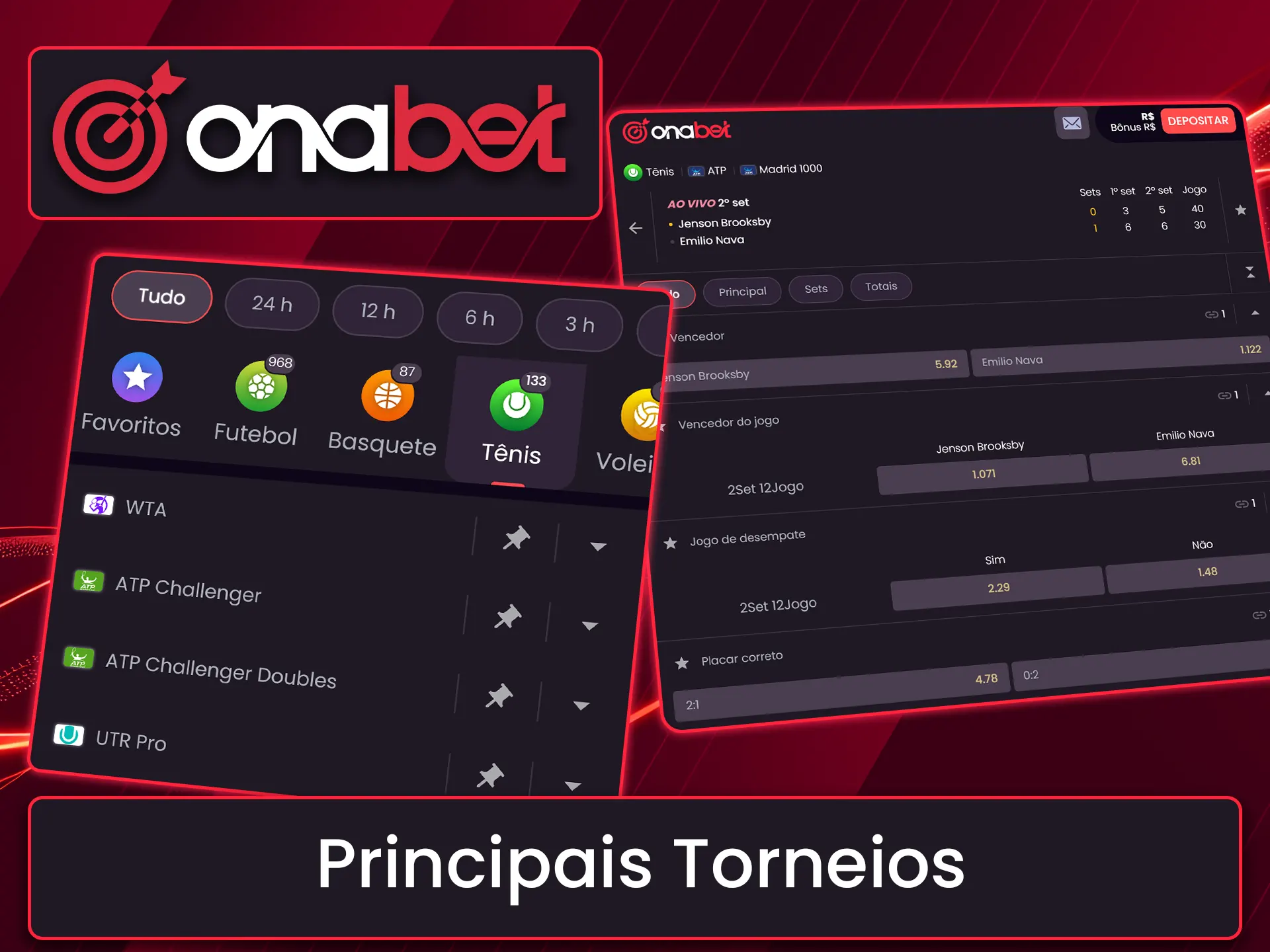 Confira as cotações dos principais eventos de tênis na Onabet.