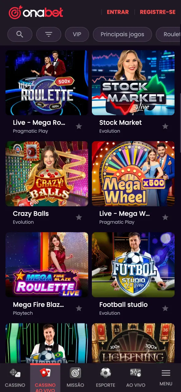 Jogue os jogos mais populares no aplicativo Onabet.