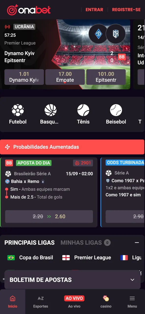 Comece a fazer apostas no aplicativo Onabet.