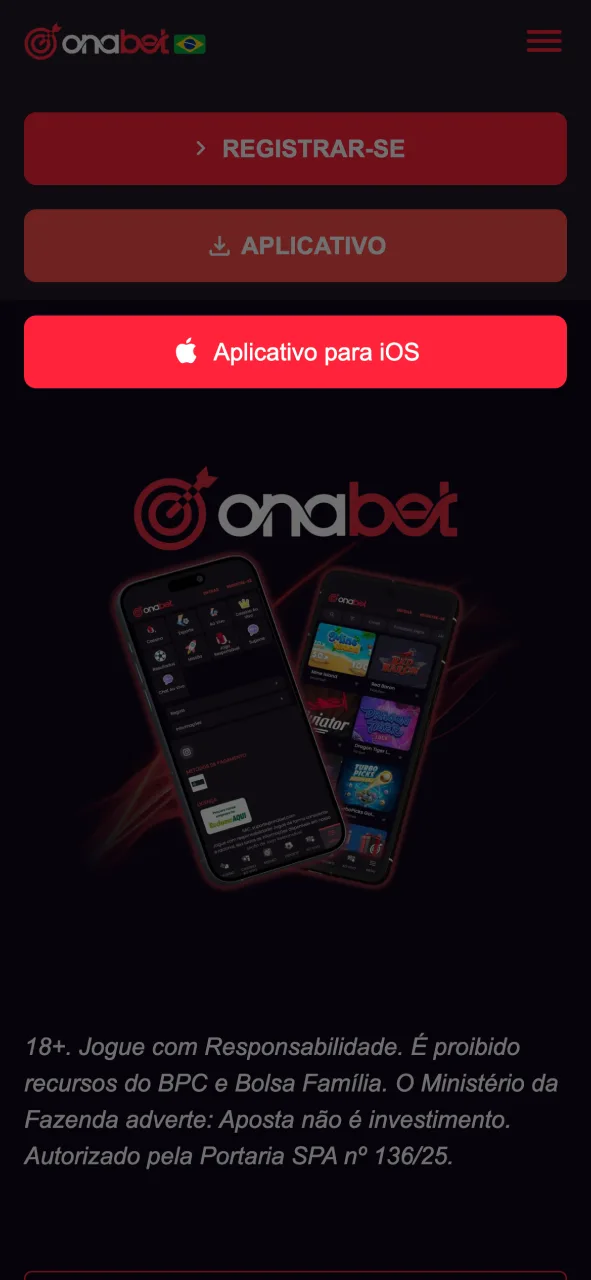Baixe o aplicativo oficial da Onabet para iOS.