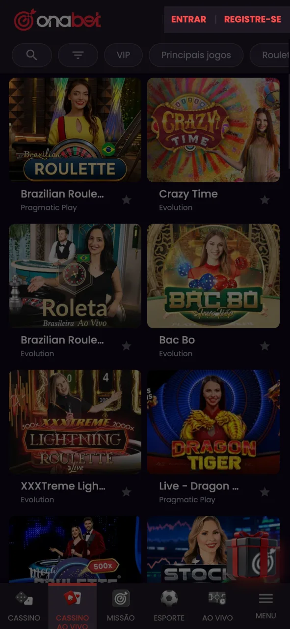 Entre na sua conta existente ou crie uma nova para jogar no app da Onabet.