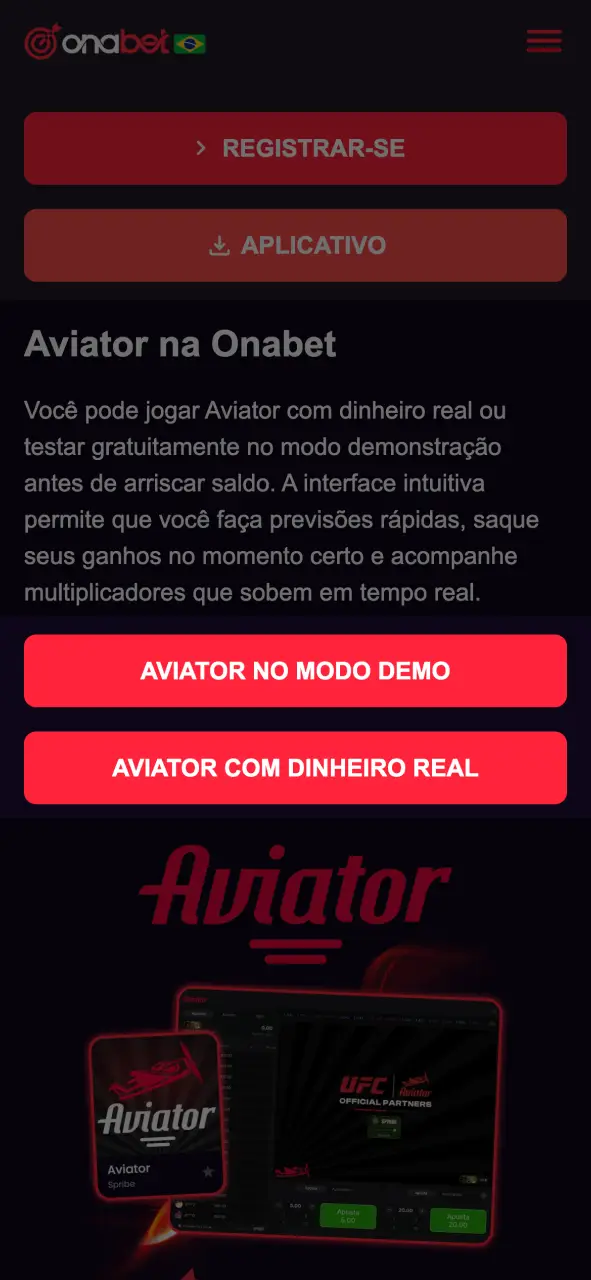 Cadastre-se e comece a jogar Aviator na Onabet.