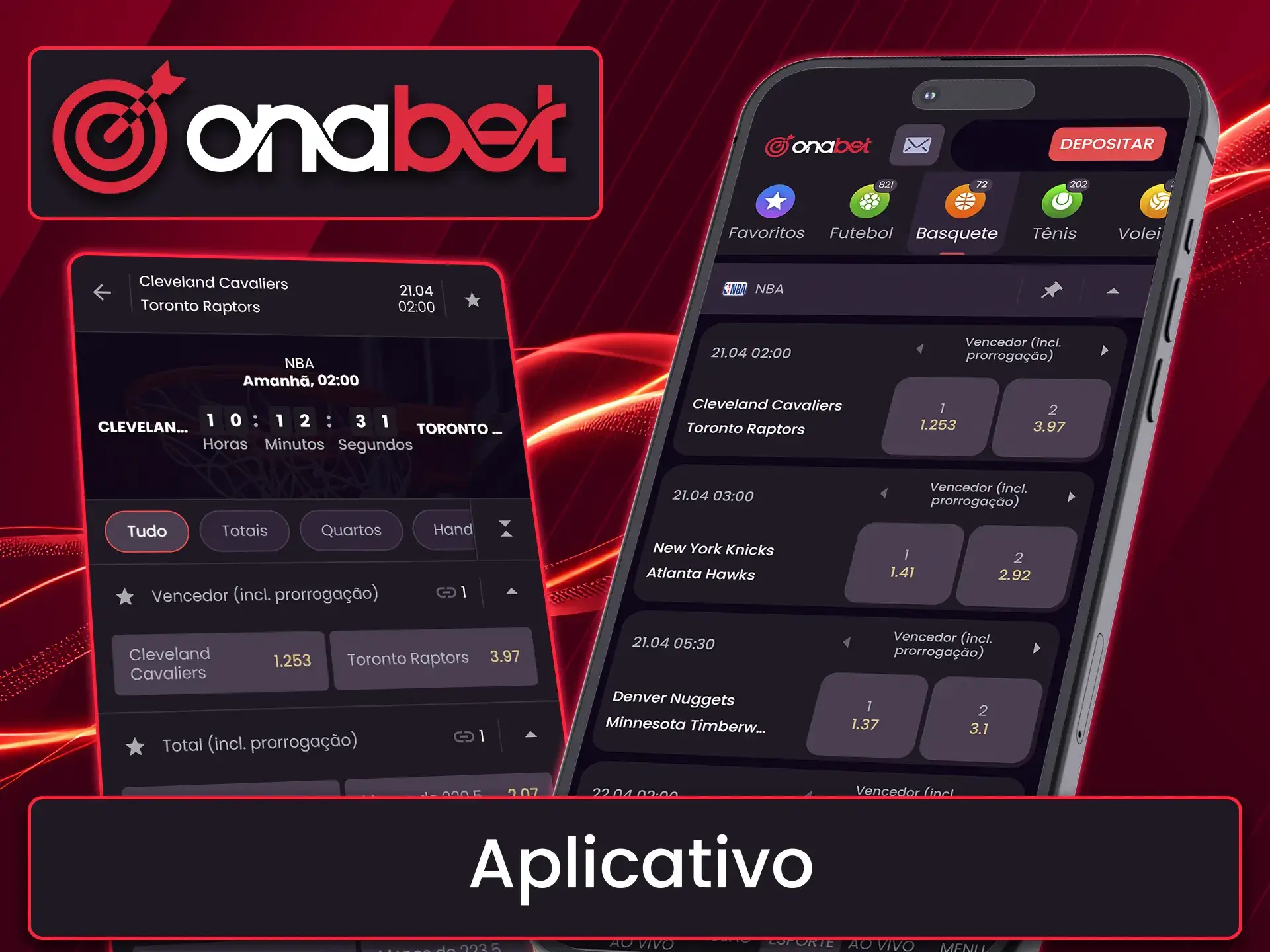 Faça suas apostas no basquete de forma prática diretamente pelo aplicativo móvel da Onabet.