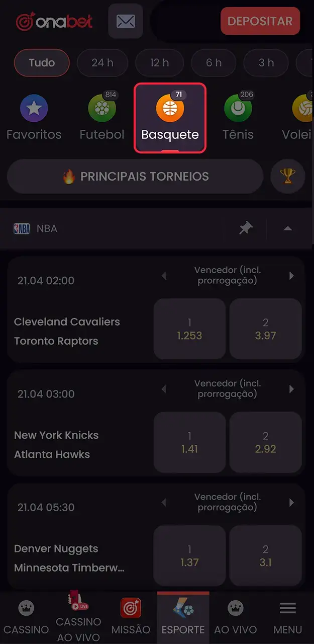 Dê uma olhada no catálogo de esportes e encontre o jogo de basquete que você procura na Onabet.