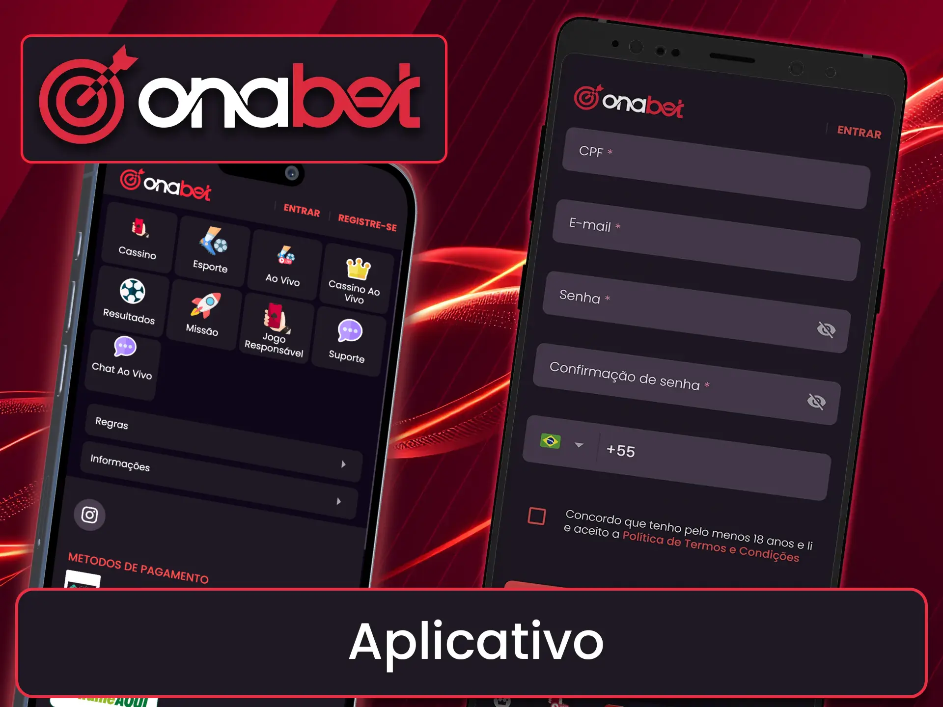 Realize seu registro diretamente pelo smartphone usando o app da Onabet.