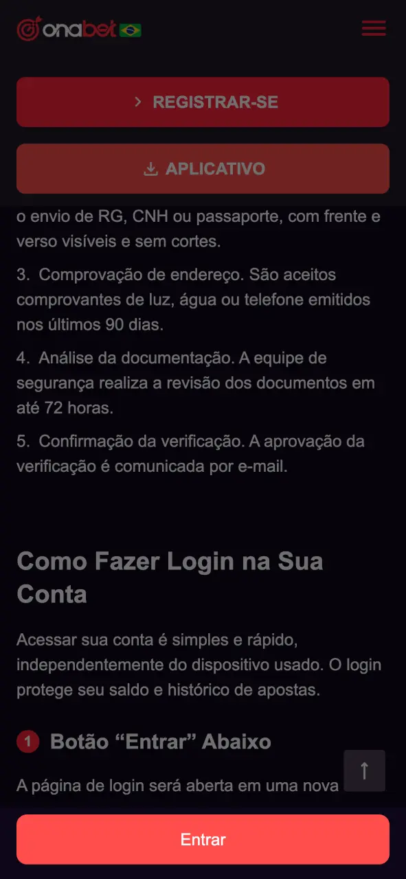 Selecione a opção de login na página inicial para acessar a Onabet.