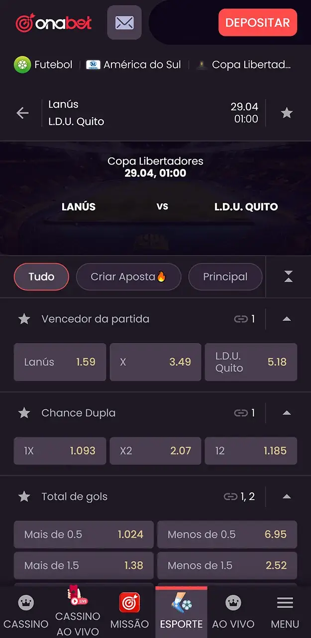 Selecione as melhores odds e mercados de futebol para seu palpite na Onabet.