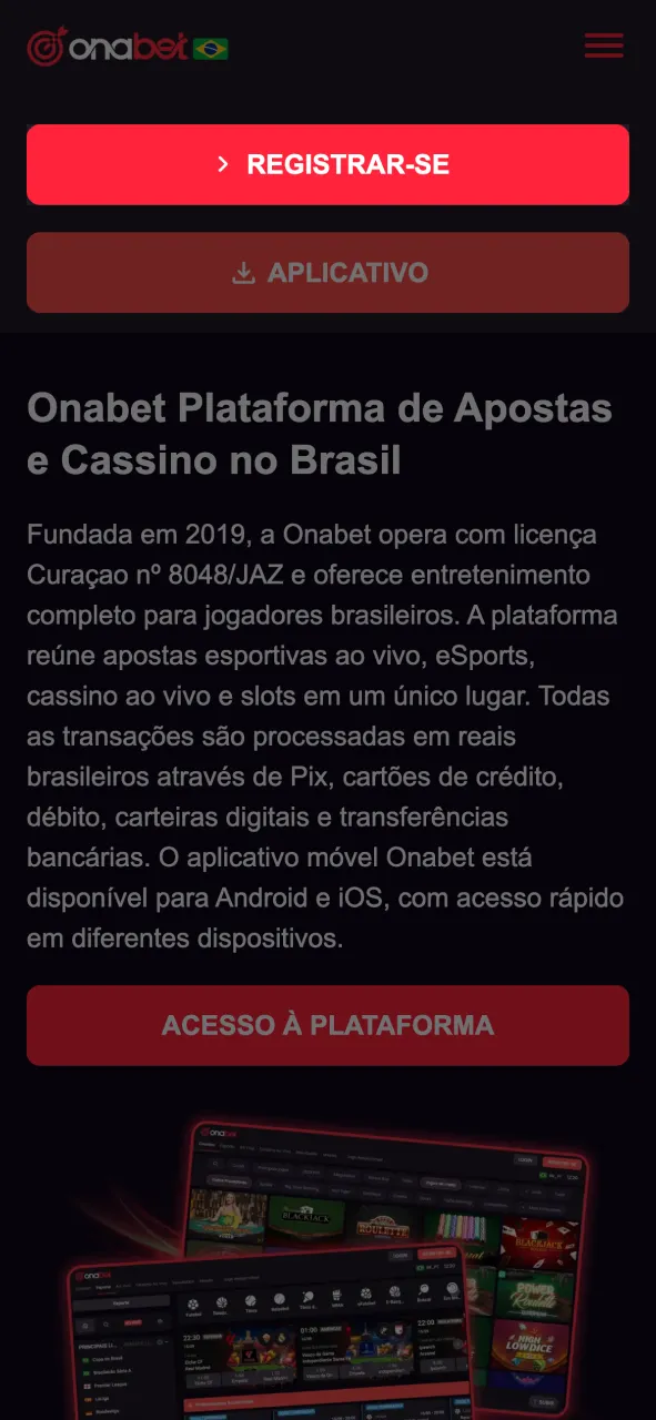 Crie uma nova conta no Onabet e comece a jogar.