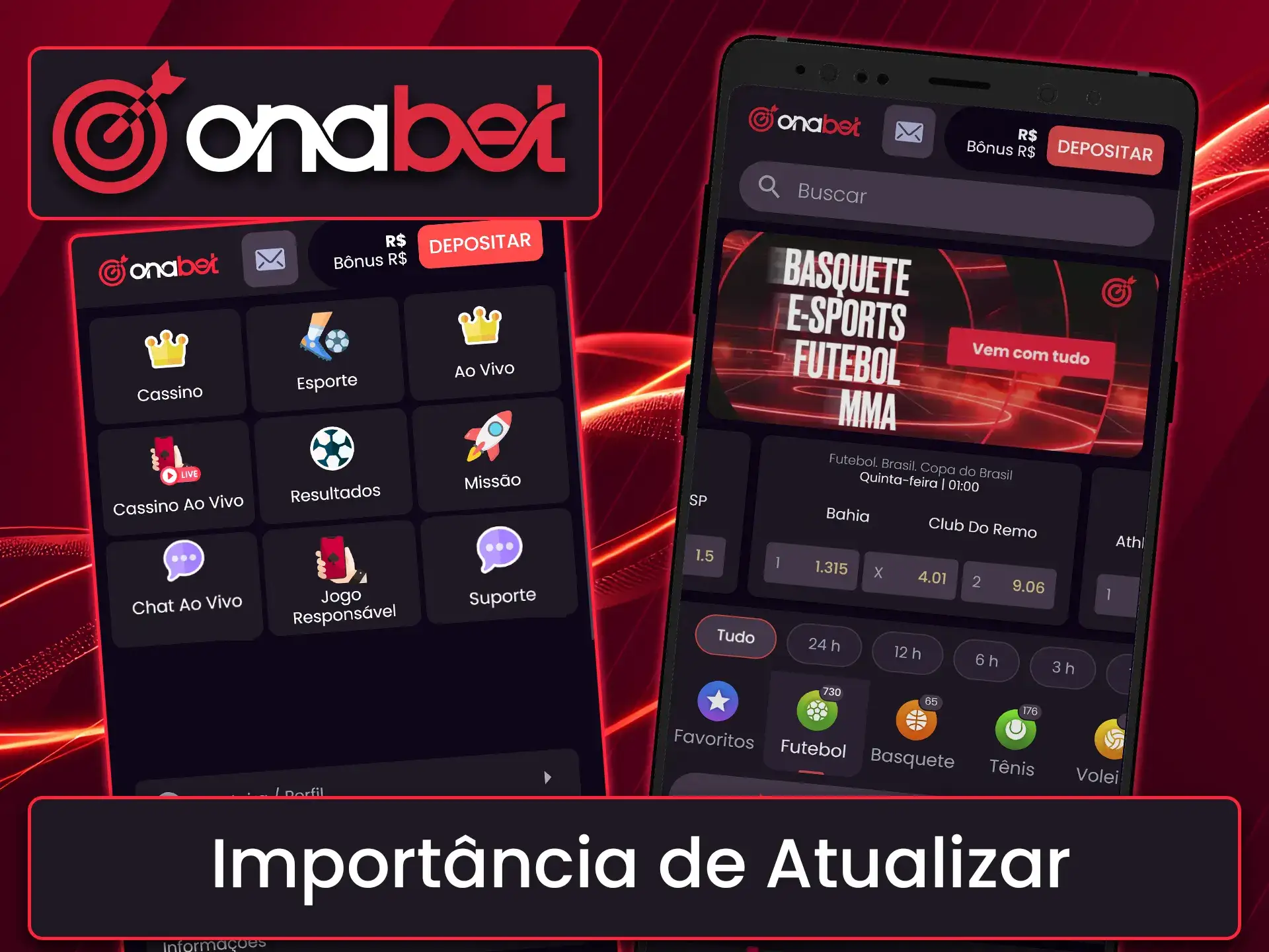 Atualização do aplicativo Onabet para acesso aos novos recursos e melhorias da plataforma.