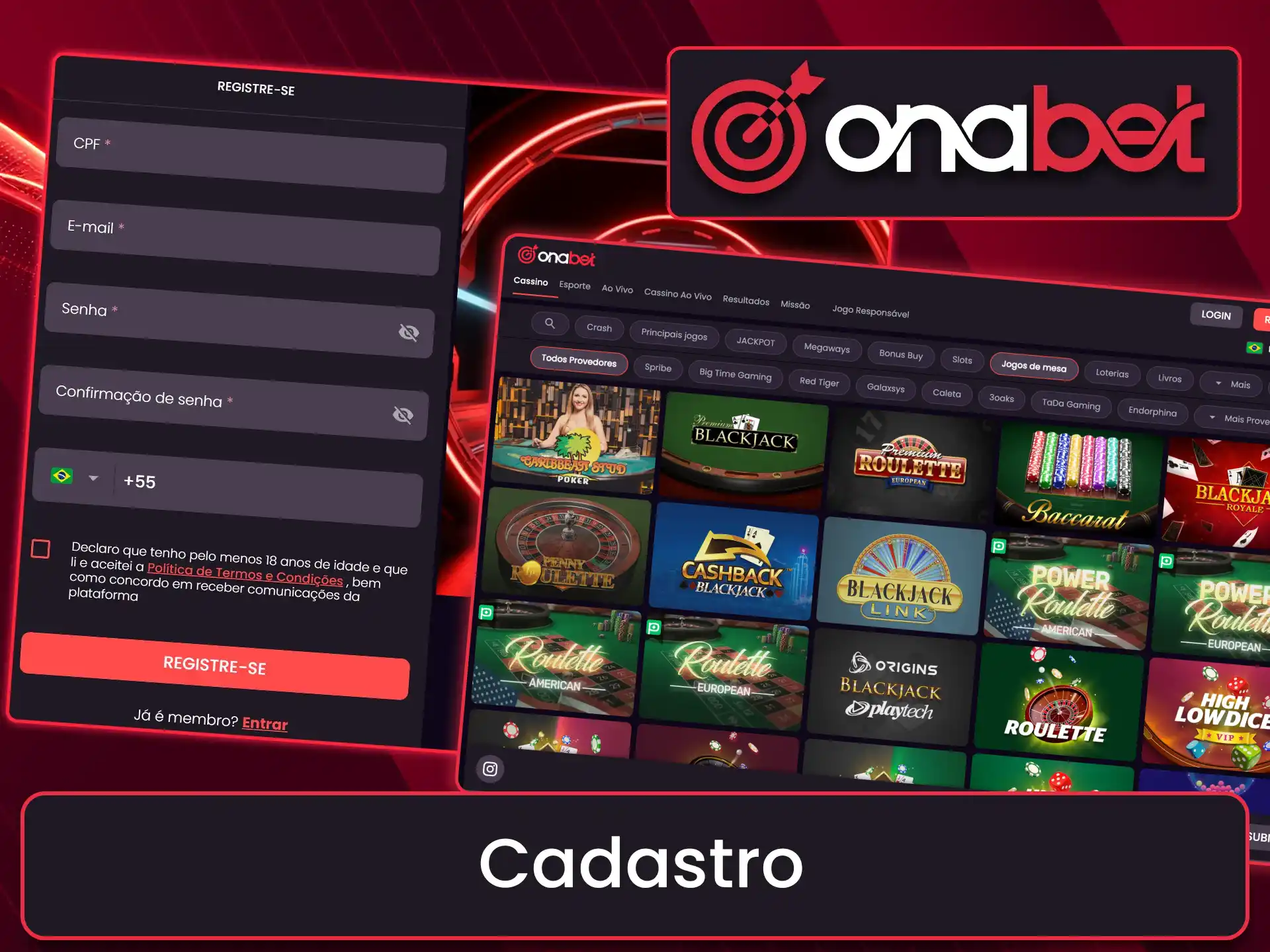 Siga o passo a passo para criar seu novo cadastro de jogador na Onabet.